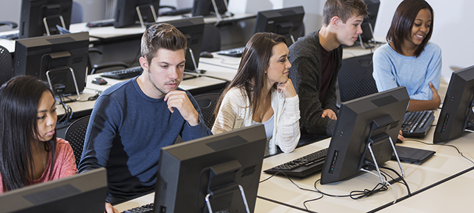 Students in a computer lab